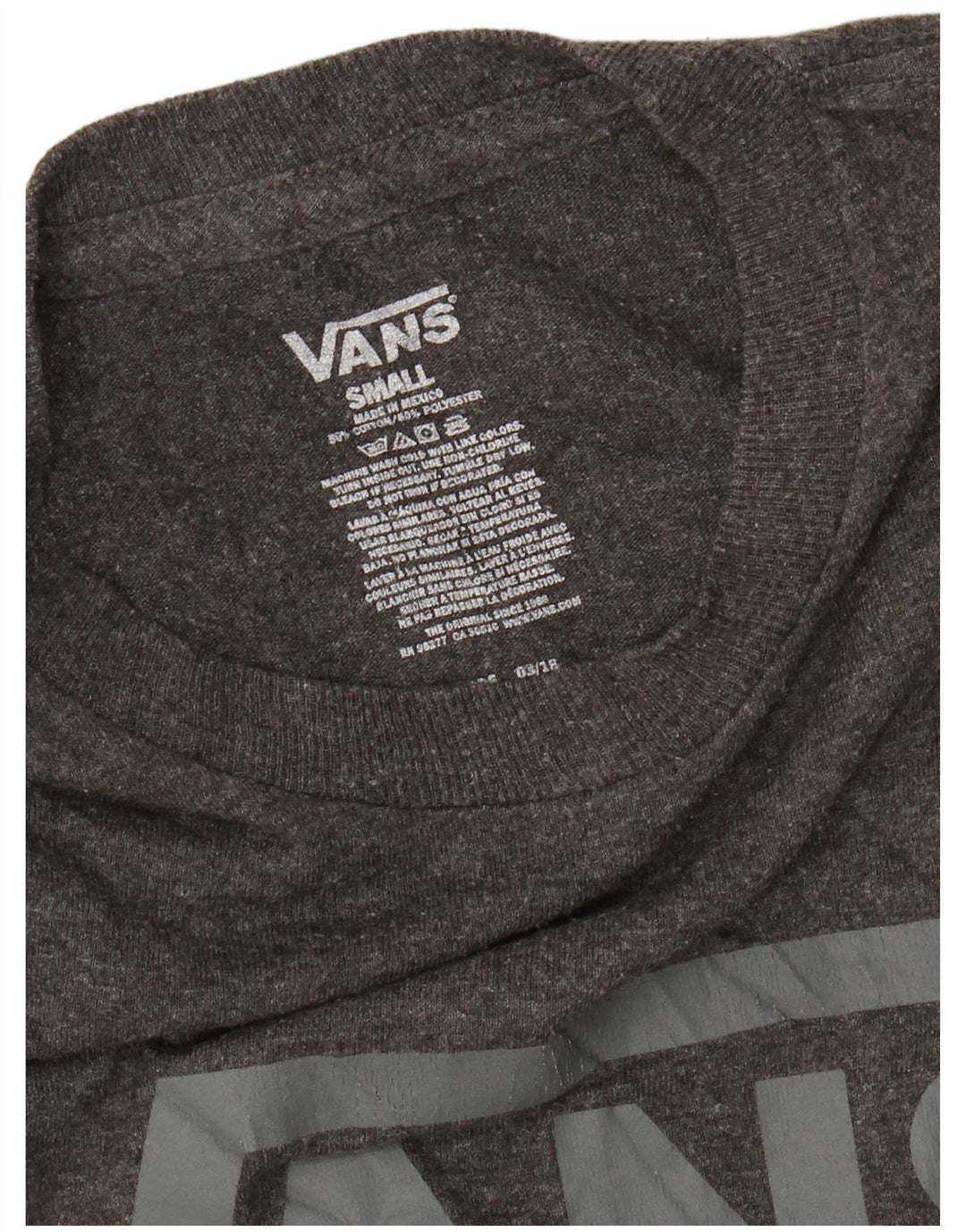 VANS Mens Graphic T-Shirt Top Small Grey Cotton