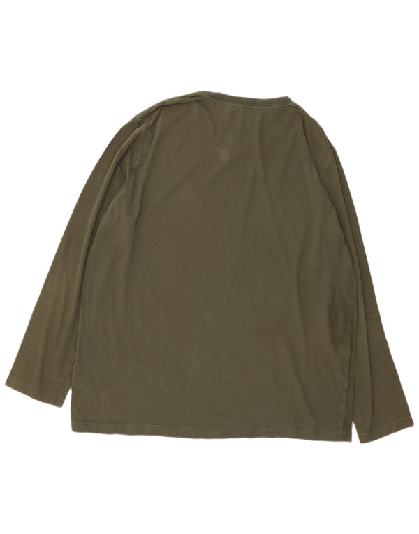 TIMBERLAND Mens Regular Fit Graphic Top Long Sleeve XL Khaki Cotton