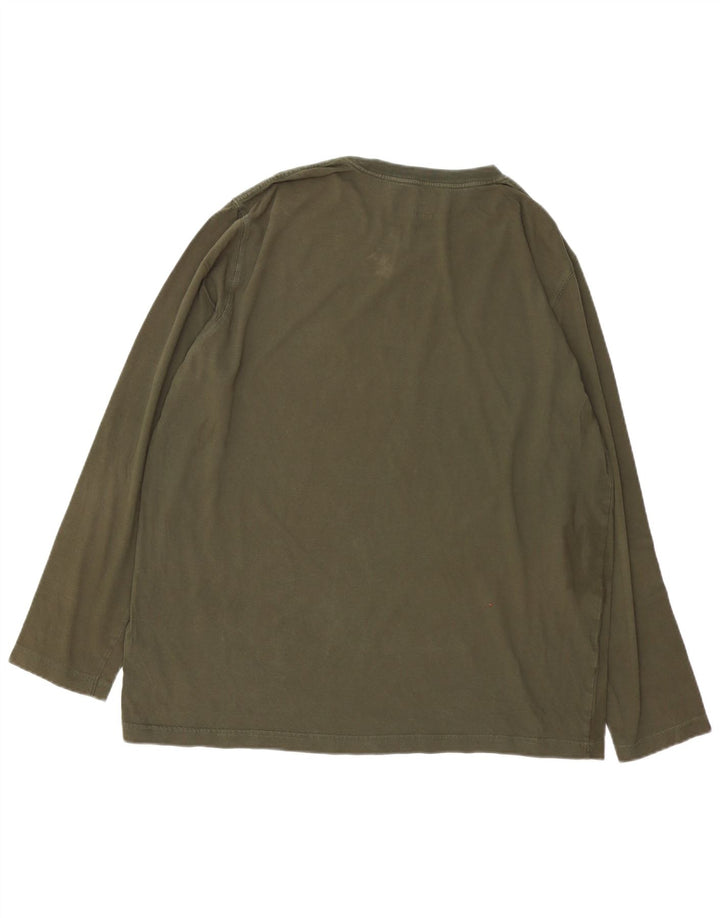 TIMBERLAND Mens Regular Fit Graphic Top Long Sleeve XL Khaki Cotton