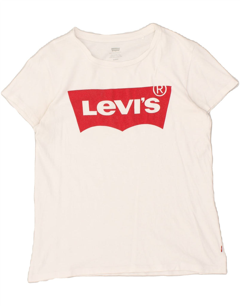 LEVI'S Womens Graphic T-Shirt Top UK 10 Small White | Vintage Levi's | Thrift | Second-Hand Levi's | Used Clothing | Messina Hembry 