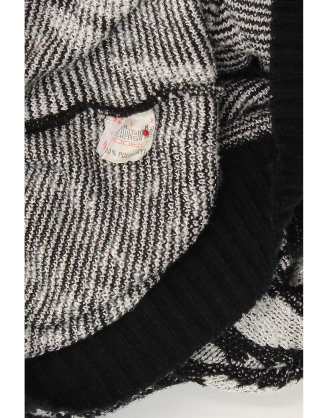 Vintage Womens Cardigan Sweater IT 42 Medium Black Geometric Polyacrylic