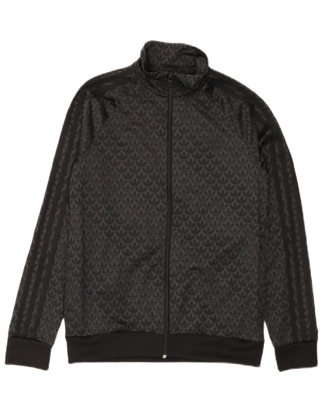Adidas Boys Graphic Tracksuit Top Jacket 12-13 Years Black Polyester