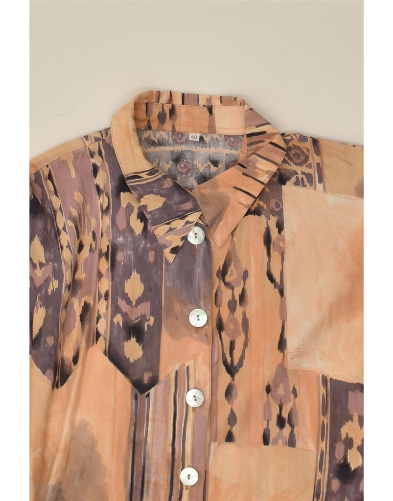 VINTAGE Womens Abstract Pattern Shirt EU 40 Medium Brown Viscose | Vintage Vintage | Thrift | Second-Hand Vintage | Used Clothing | Messina Hembry 