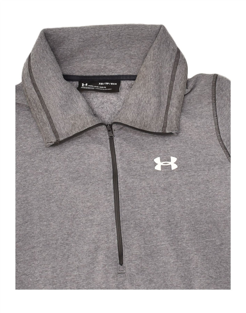 UNDER ARMOUR Mens Graphic Zip Neck Sweatshirt Jumper XS Grey | Vintage Under Armour | Thrift | Second-Hand Under Armour | Used Clothing | Messina Hembry 