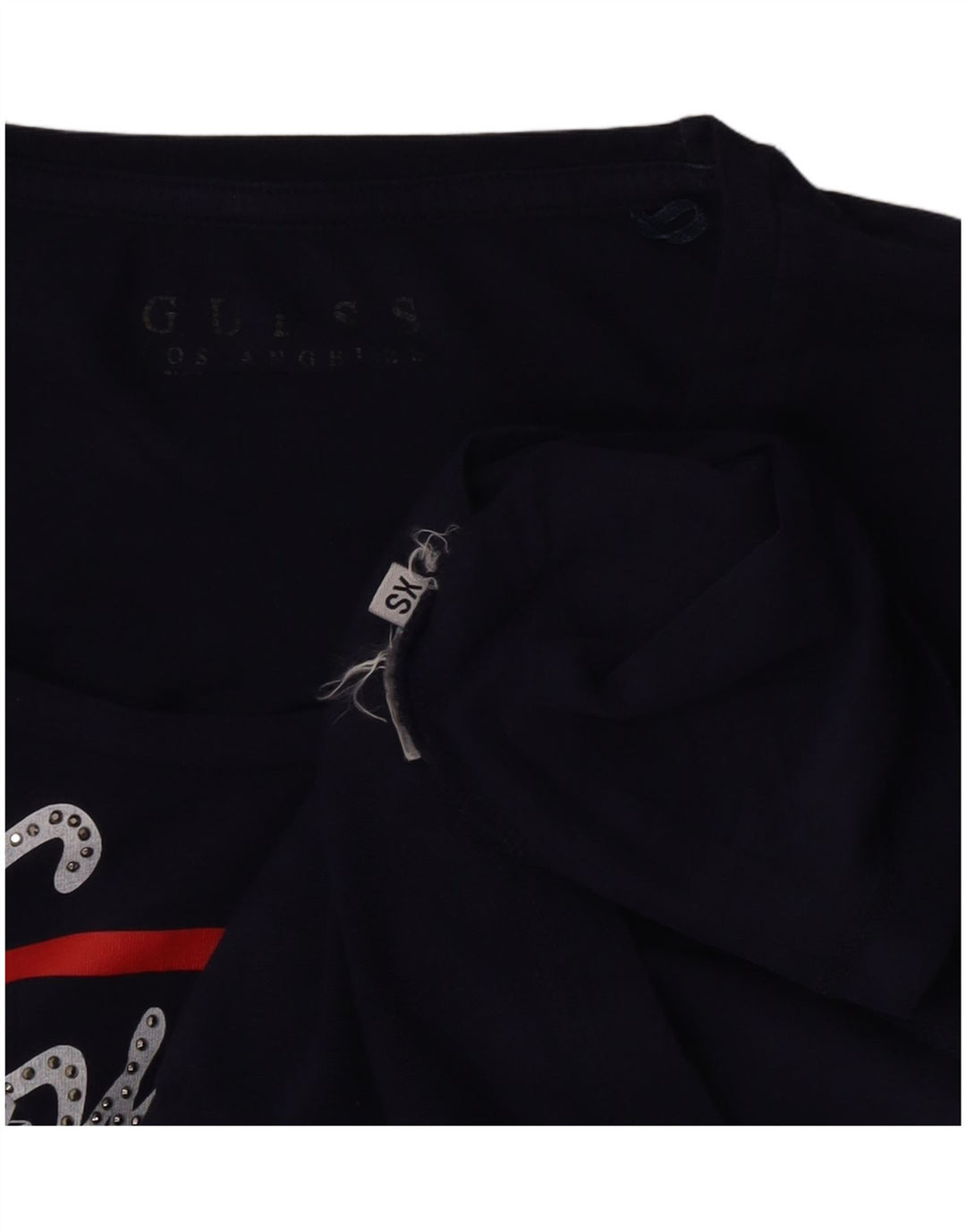 Guess Womens Graphic Top Long Sleeve UK 4 XS Navy Blue