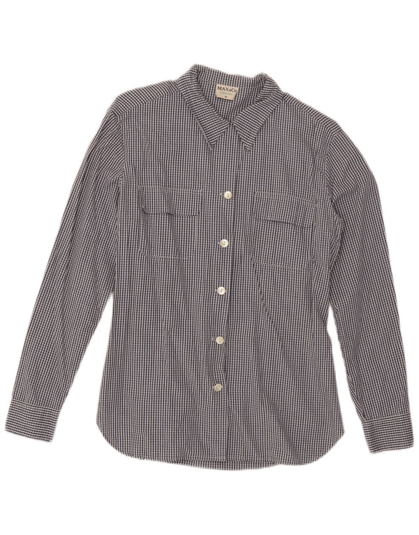 Max & Co. Womens Shirt IT 46 Large Navy Blue Check Cotton