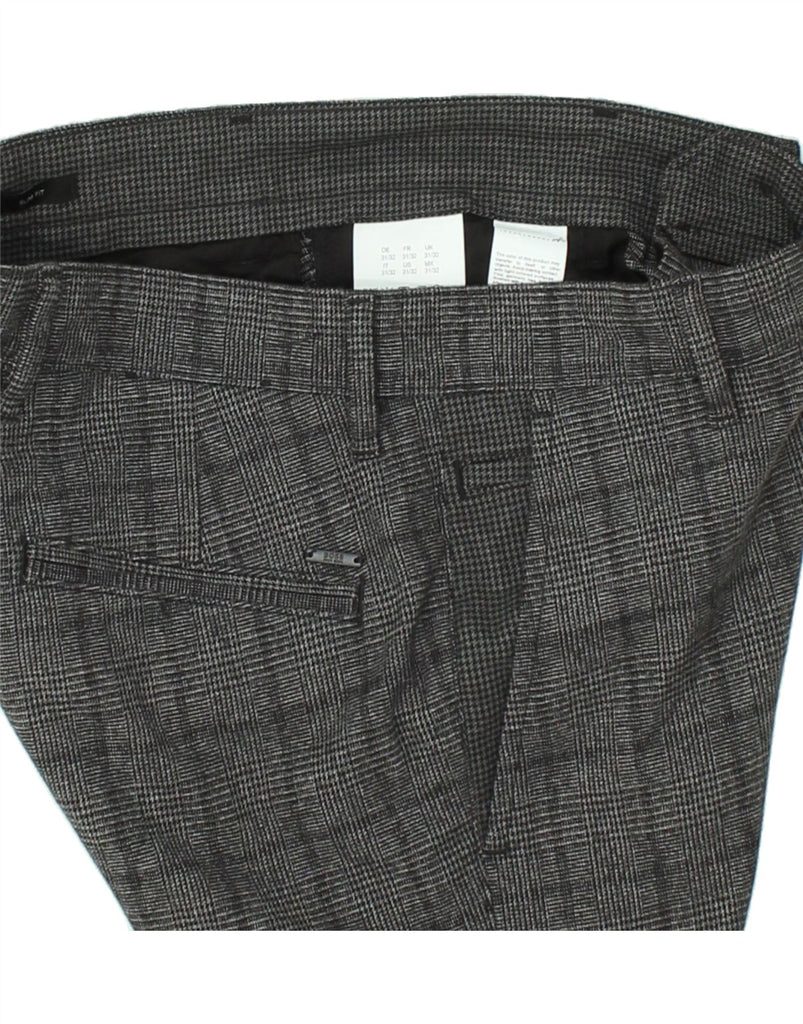 HUGO BOSS Womens Slim Fit Chino Trousers W31 L32 Grey Check Cotton Vintage Hugo Boss and Second-Hand Hugo Boss from Messina Hembry 