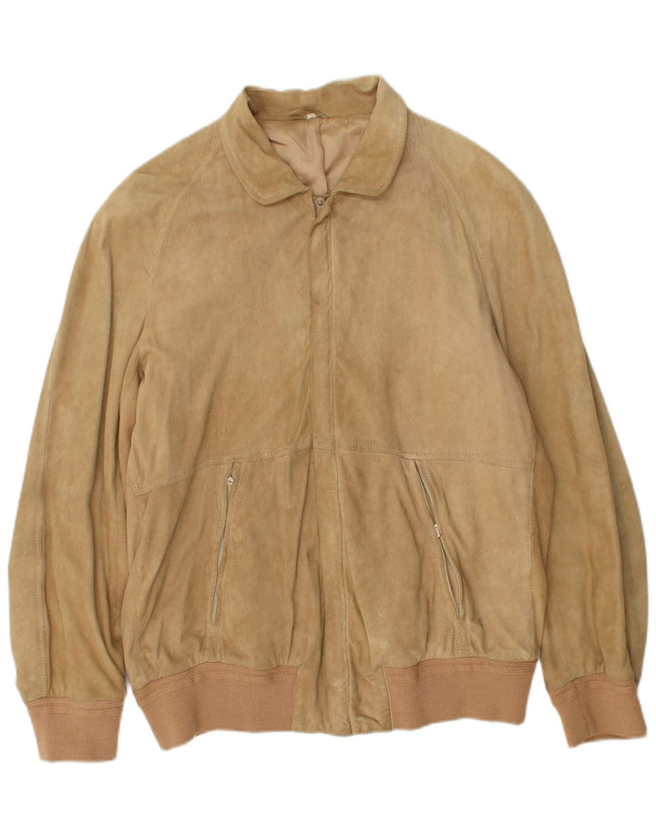 German's Mens Suede Bomber Jacket IT 52 XL Beige
