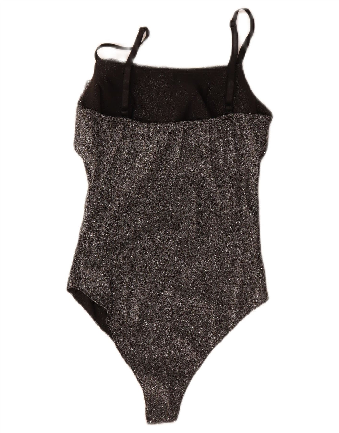 Vintage Womens Sleeveless Bodysuit UK 8 Small Black Flecked Polyester