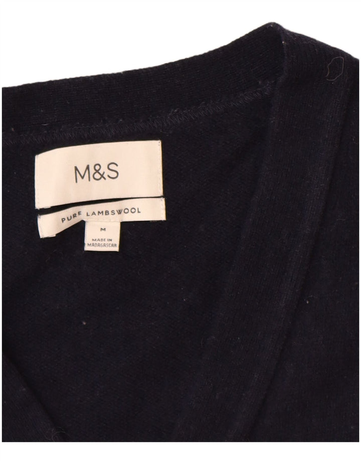 Marks & Spencer Mens Cardigan Sweater Medium Navy Blue Lambswool
