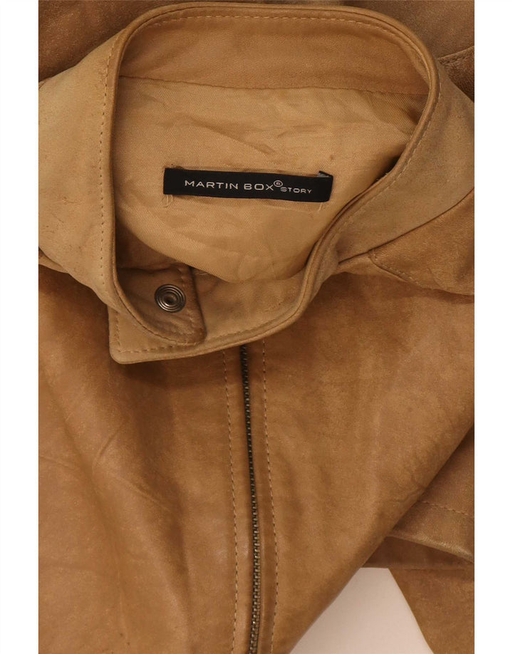 Vintage Mens Suede Jacket UK 40 Large Beige Leather