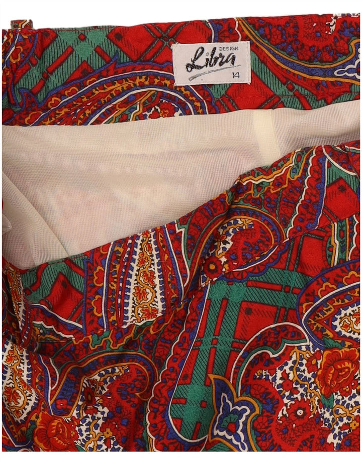 LIBRA Womens High Waist A-Line Skirt UK 14 Large W32 Red Paisley