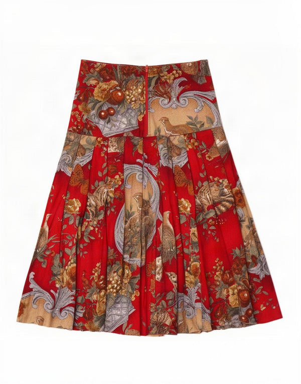 Vintage Womens Pleated A-Line Skirt IT 42 Medium W26 Red Viscose
