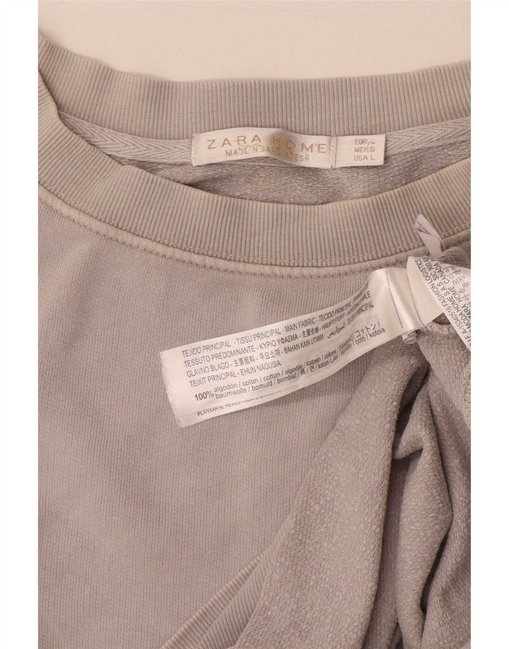 Zara Womens Oversized Sweatshirt Jumper UK 16 Large Grey Cotton