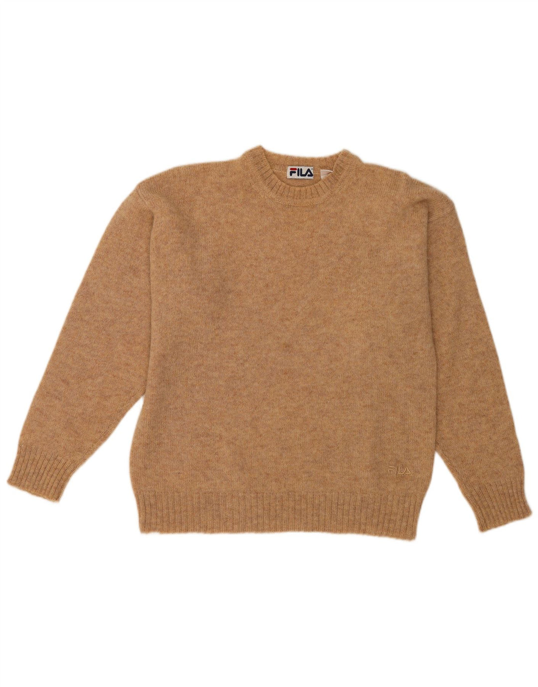Fila Mens Crew Neck Jumper Sweater IT 50 Medium Brown Flecked Wool