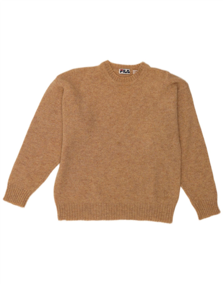 Fila Mens Crew Neck Jumper Sweater IT 50 Medium Brown Flecked Wool