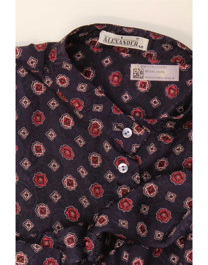 Alexander Womens Military Shirt EU 40 Medium Navy Blue Geometric