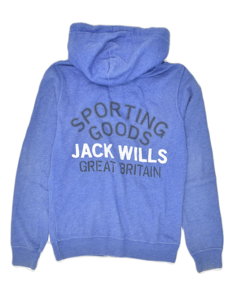 JACK WILLS Womens Loose Fit Graphic Zip Hoodie Sweater UK 8 Small  Blue | Vintage Jack Wills | Thrift | Second-Hand Jack Wills | Used Clothing | Messina Hembry 