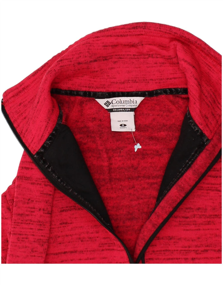 COLUMBIA Womens Tracksuit Top Jacket UK 10 Small Red Pinstripe Polyester Vintage Columbia and Second-Hand Columbia from Messina Hembry 