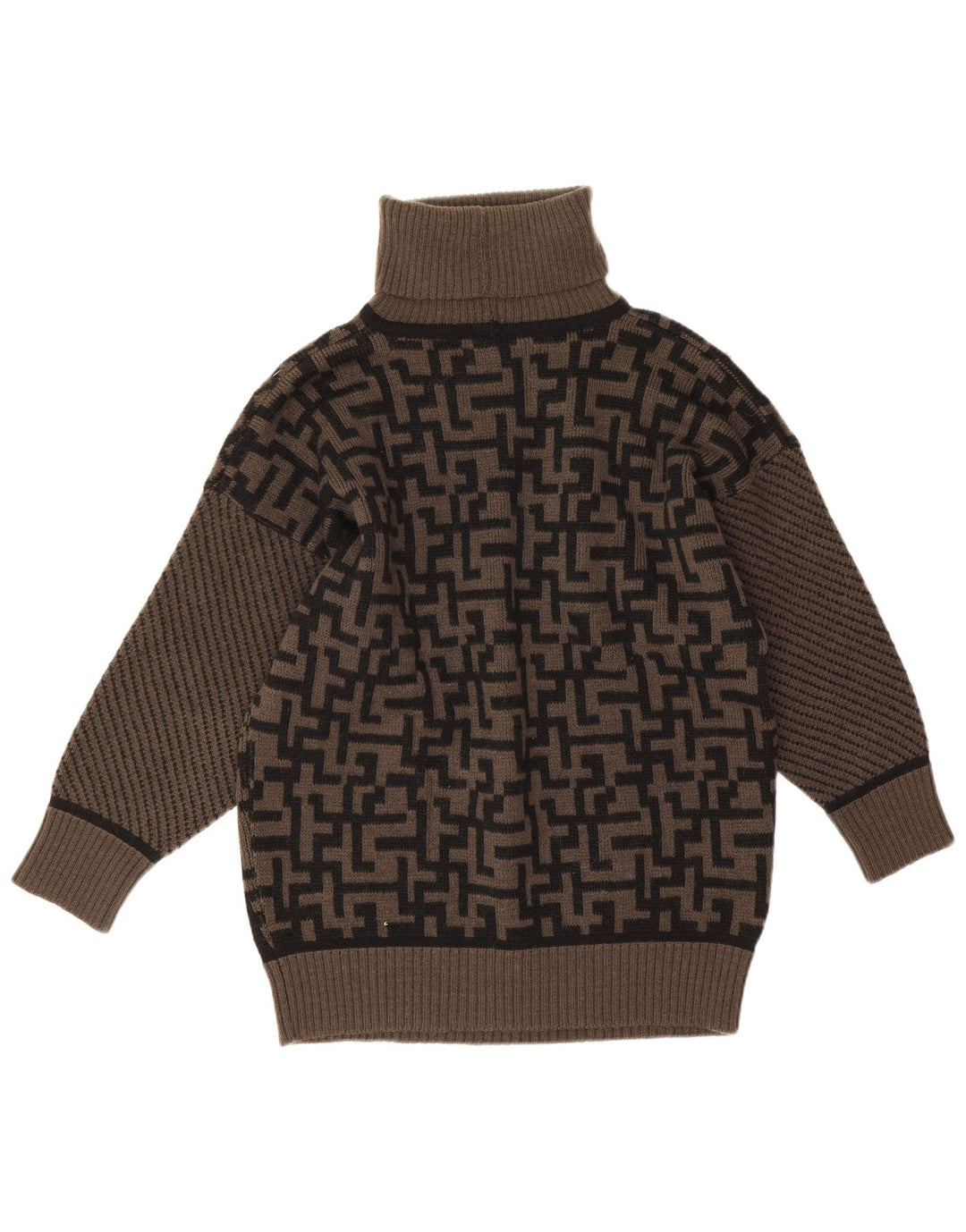 i Blues Womens Roll Neck Jumper Sweater IT 42 Medium Brown Geometric