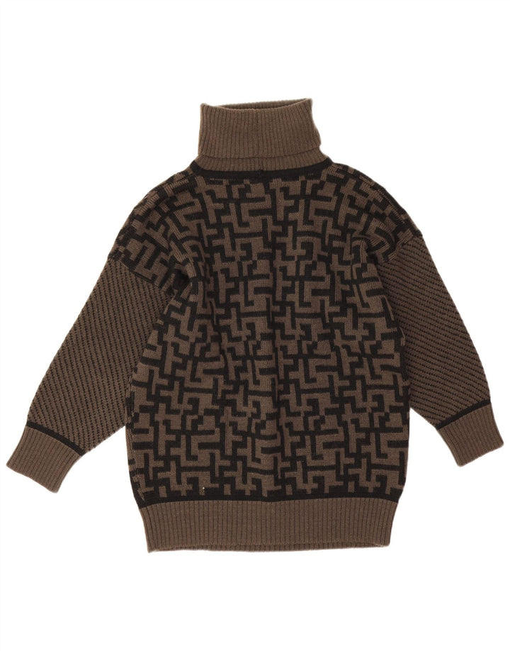 i Blues Womens Roll Neck Jumper Sweater IT 42 Medium Brown Geometric
