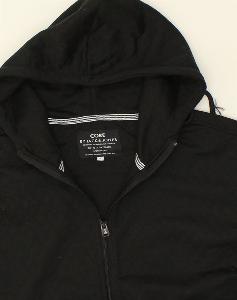 JACK & JONES Mens Zip Hoodie Sweater Large Black Polyester | Vintage Jack & Jones | Thrift | Second-Hand Jack & Jones | Used Clothing | Messina Hembry 