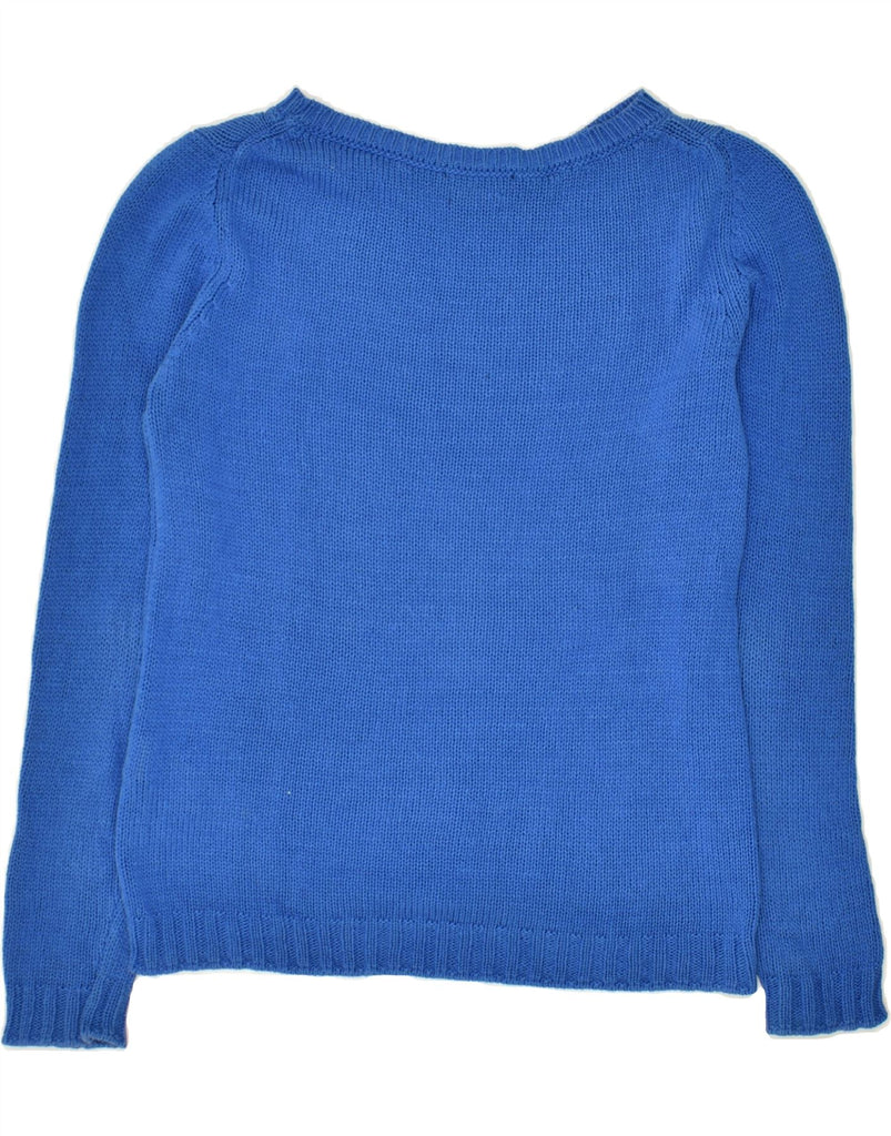 MASSIMO DUTTI Womens Boat Neck Jumper Sweater UK 12 Medium Blue Cotton | Vintage Massimo Dutti | Thrift | Second-Hand Massimo Dutti | Used Clothing | Messina Hembry 