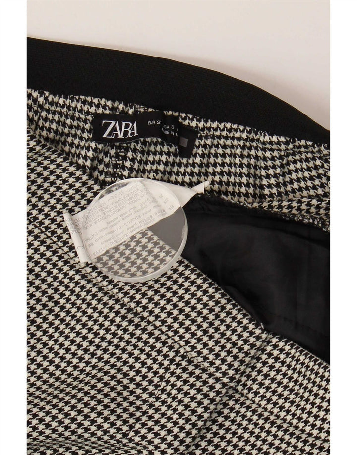 Zara Womens Slim Chino Trousers Small W26 L27 Black Houndstooth Polyester