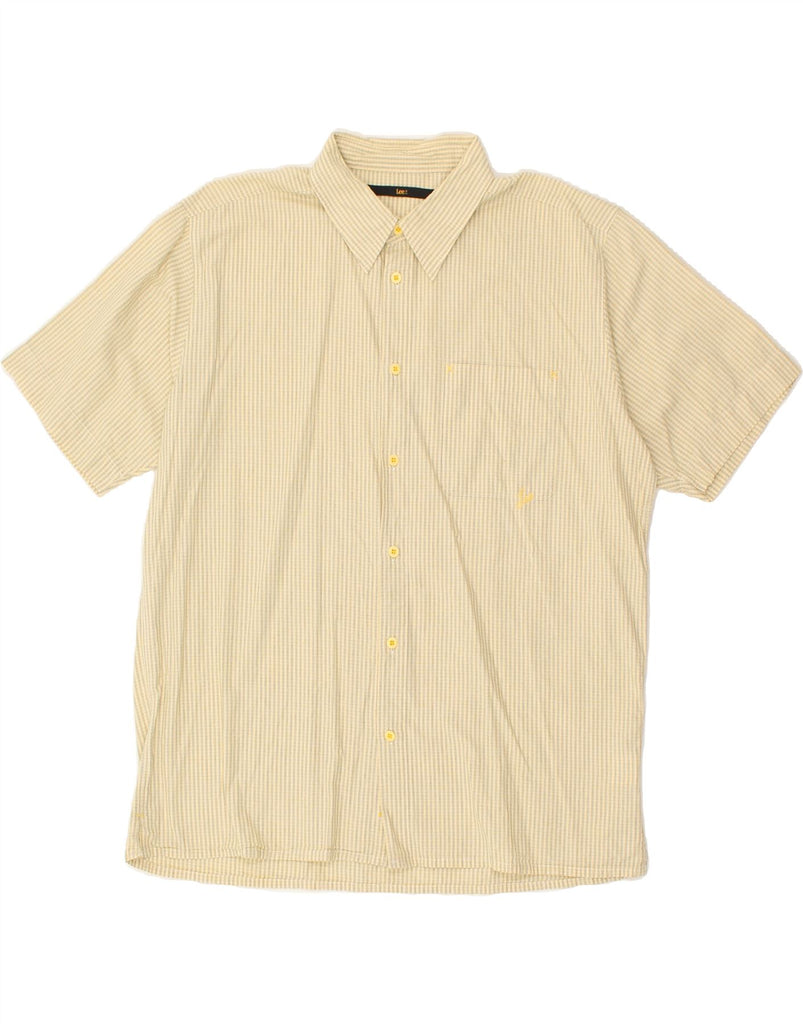 LEE Mens Short Sleeve Shirt Large Yellow Striped Cotton | Vintage Lee | Thrift | Second-Hand Lee | Used Clothing | Messina Hembry 