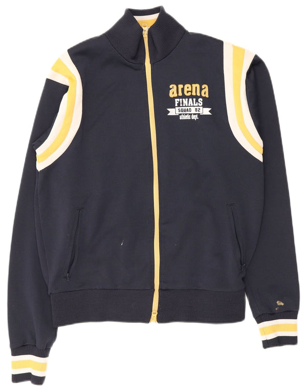 Arena Mens Graphic Tracksuit Top Jacket Medium Navy Blue Colourblock