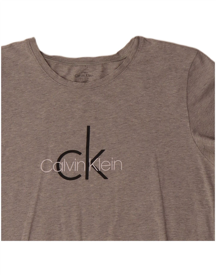 CALVIN KLEIN Womens Graphic T-Shirt Top UK 18 XL Grey