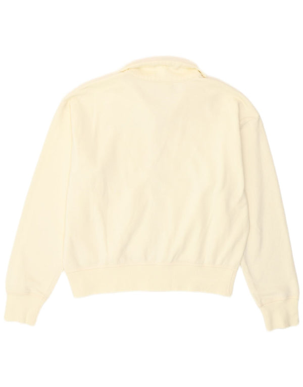 Champion Womens Crop Loose Fit Tracksuit Top Jacket UK 14 Medium Off White