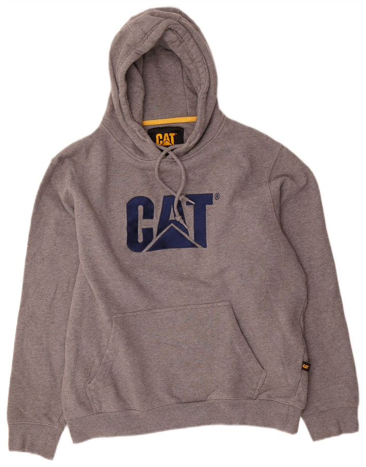 CAT Mens Graphic Hoodie Jumper Large Grey Cotton