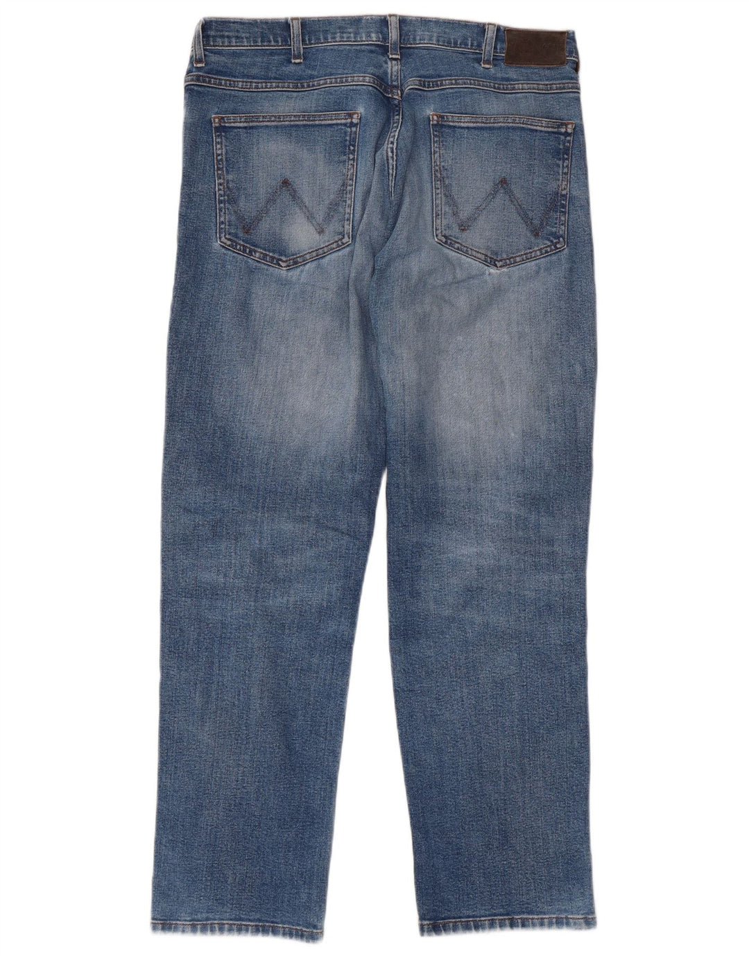 WRANGLER Mens Distressed Straight Jeans W34 L30 Blue Cotton