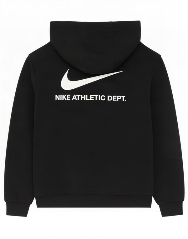 Nike Girls Graphic Hoodie Jumper 10-11 Years Medium Black Cotton