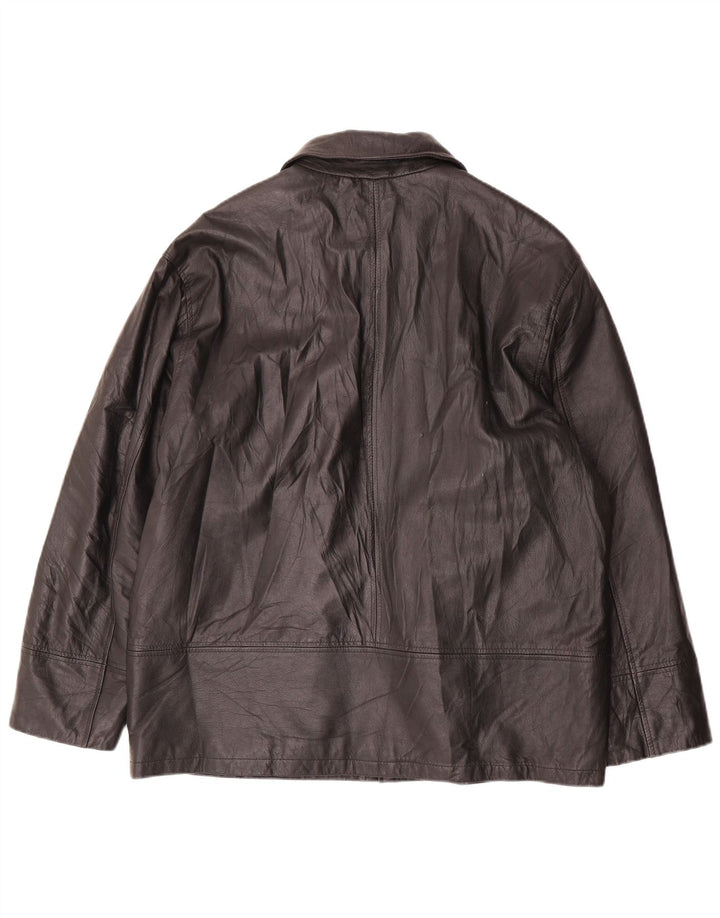 Conbipel Mens Leather Jacket Size 54 XL Black Leather