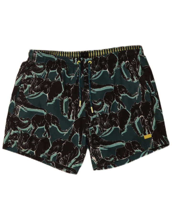 Hugo Boss Mens Swimming Shorts Medium  Green Animal Print