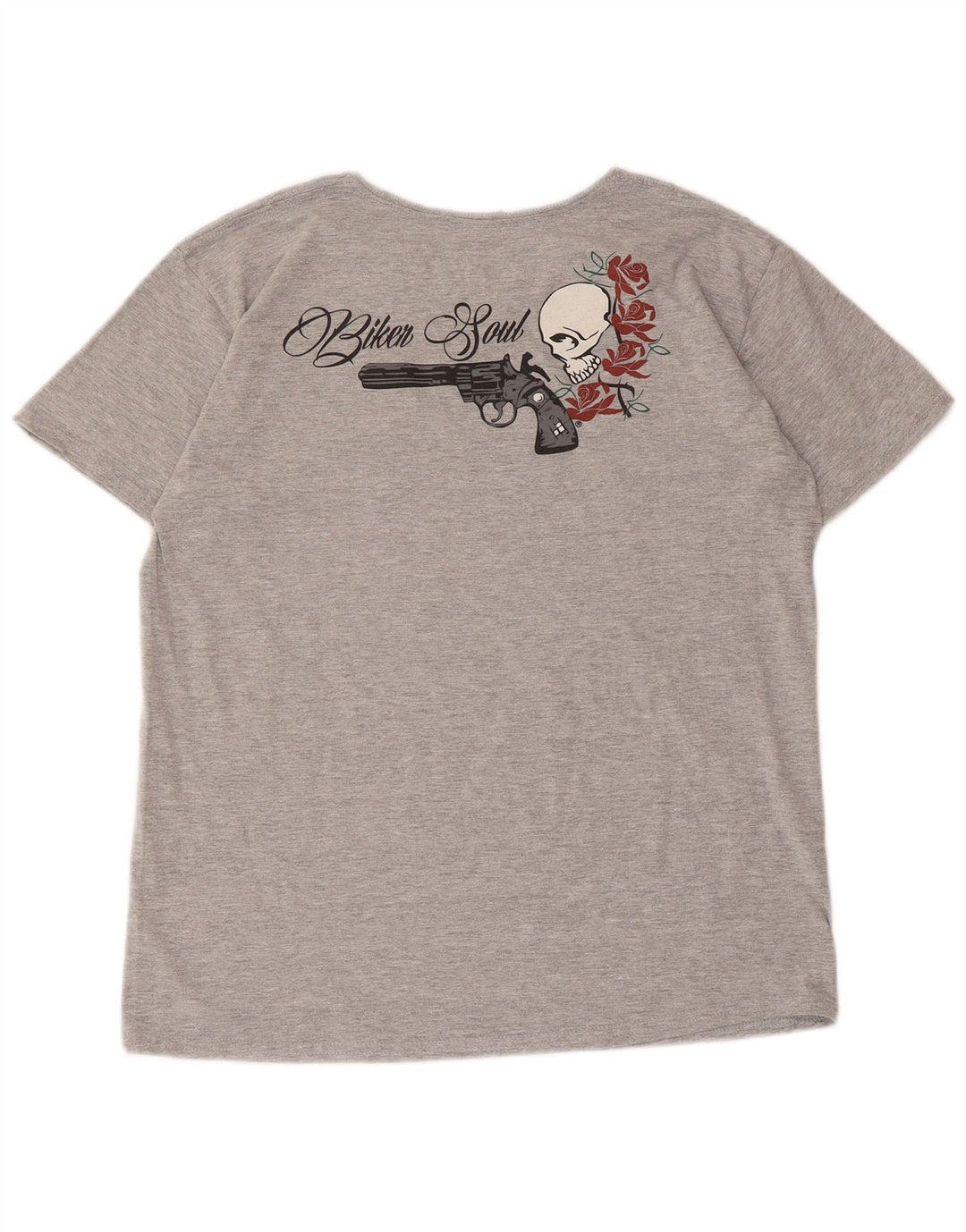 Vintage Womens Graphic T-Shirt Top UK 14 Medium Grey Flecked Polyester