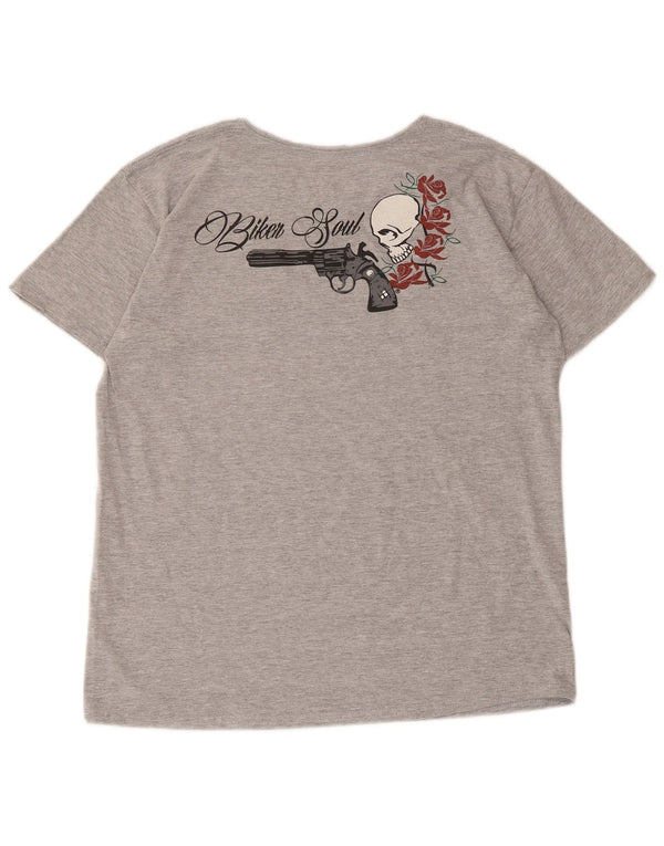 Vintage Womens Graphic T-Shirt Top UK 14 Medium Grey Flecked Polyester