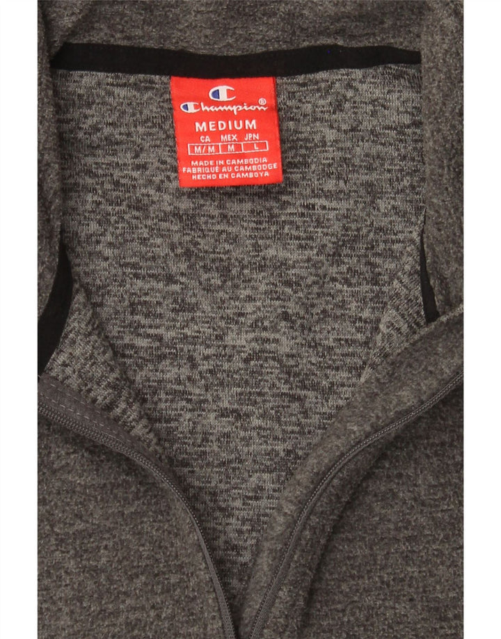 CHAMPION Mens Zip Neck Fleece Jumper Medium Grey Vintage Champion and Second-Hand Champion from Messina Hembry 