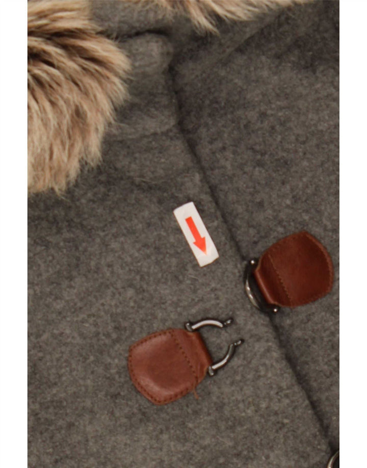Massimo Dutti Womens Duffle Jacket UK 10 Small Grey Wool