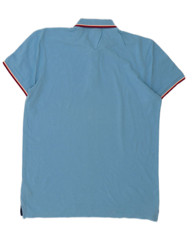 Scotch & Soda Mens Polo Shirt Medium Blue Striped Cotton
