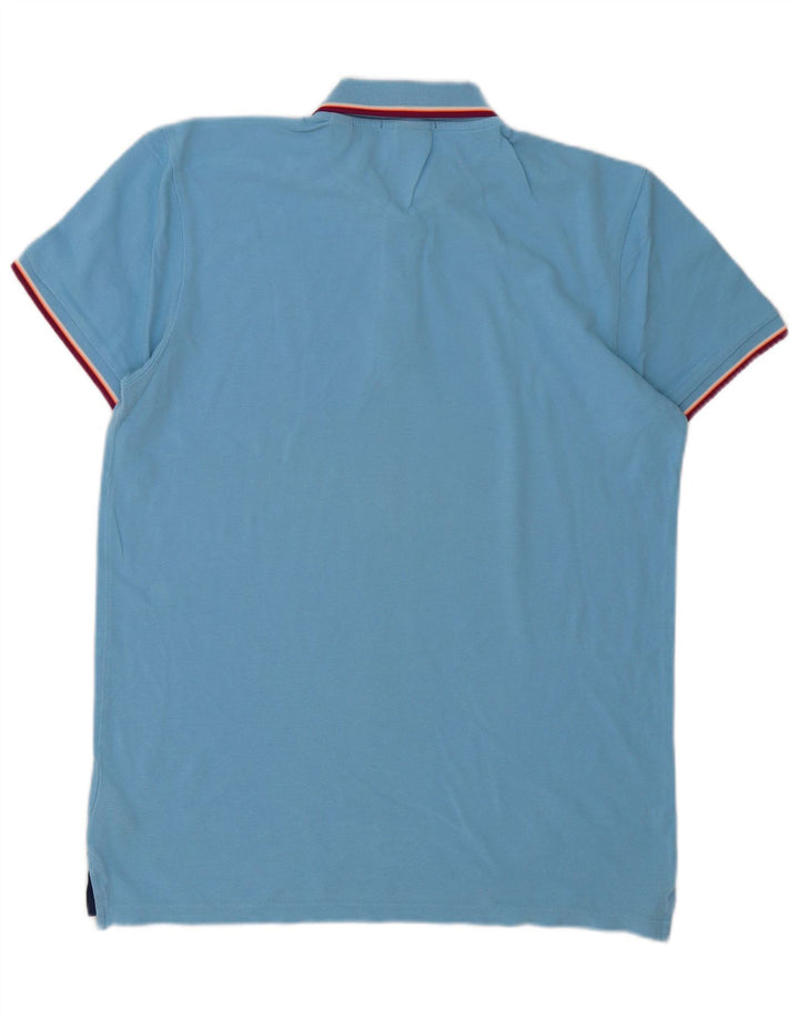 Scotch & Soda Mens Polo Shirt Medium Blue Striped Cotton