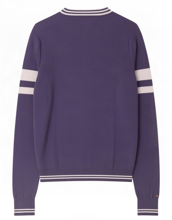 Tommy Hilfiger Mens Graphic V-Neck Jumper Sweater Medium Blue Colourblock