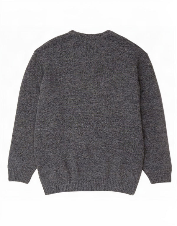 St. Bernard Mens V-Neck Jumper Sweater Large Blue Geometric Acrylic