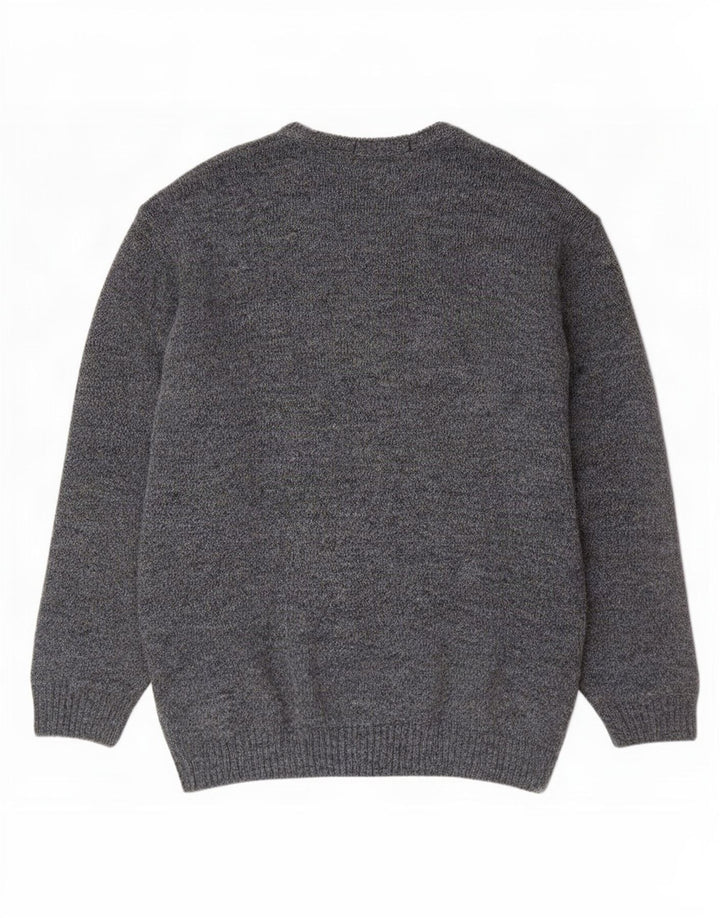 St. Bernard Mens V-Neck Jumper Sweater Large Blue Geometric Acrylic