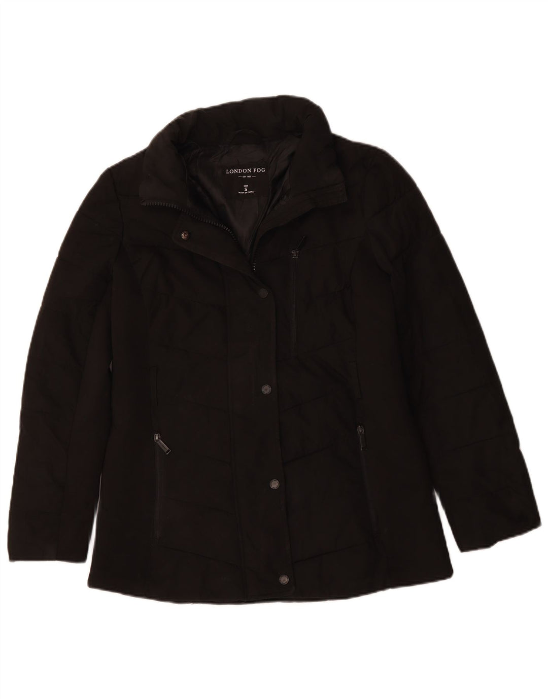 LONDON FOG Womens Oversized Padded Jacket UK 10 Small Black Polyester