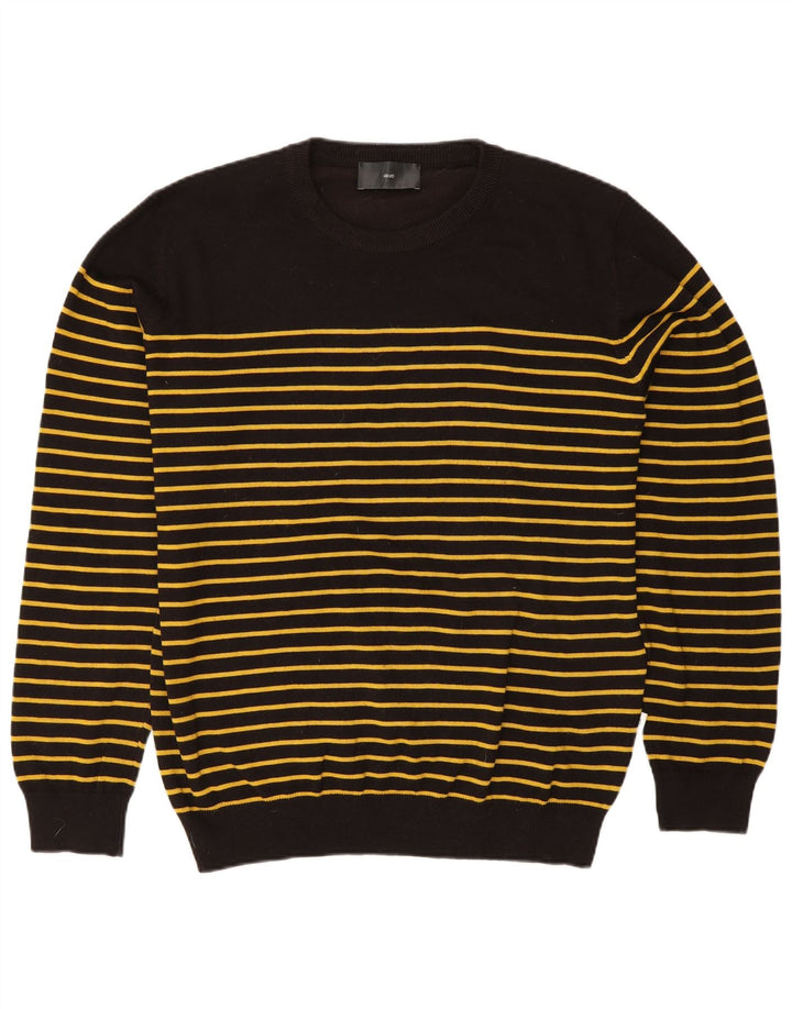 Liu Jo Mens Crew Neck Jumper Sweater XL Black Striped Cotton