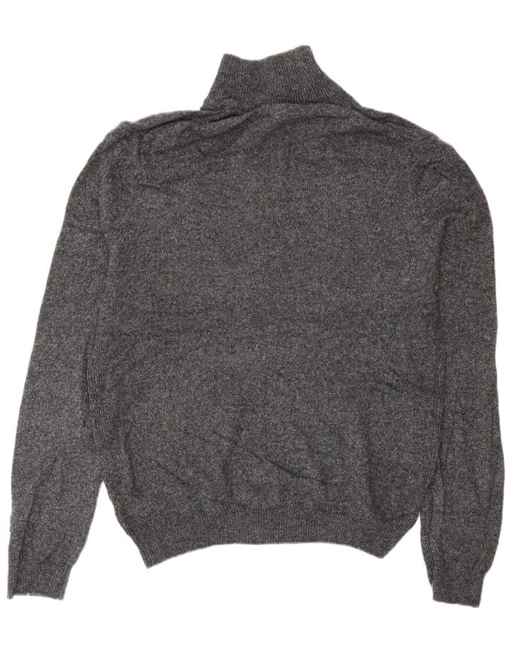 Marks & Spencer Mens Zip Neck Jumper Sweater Large Grey Wool