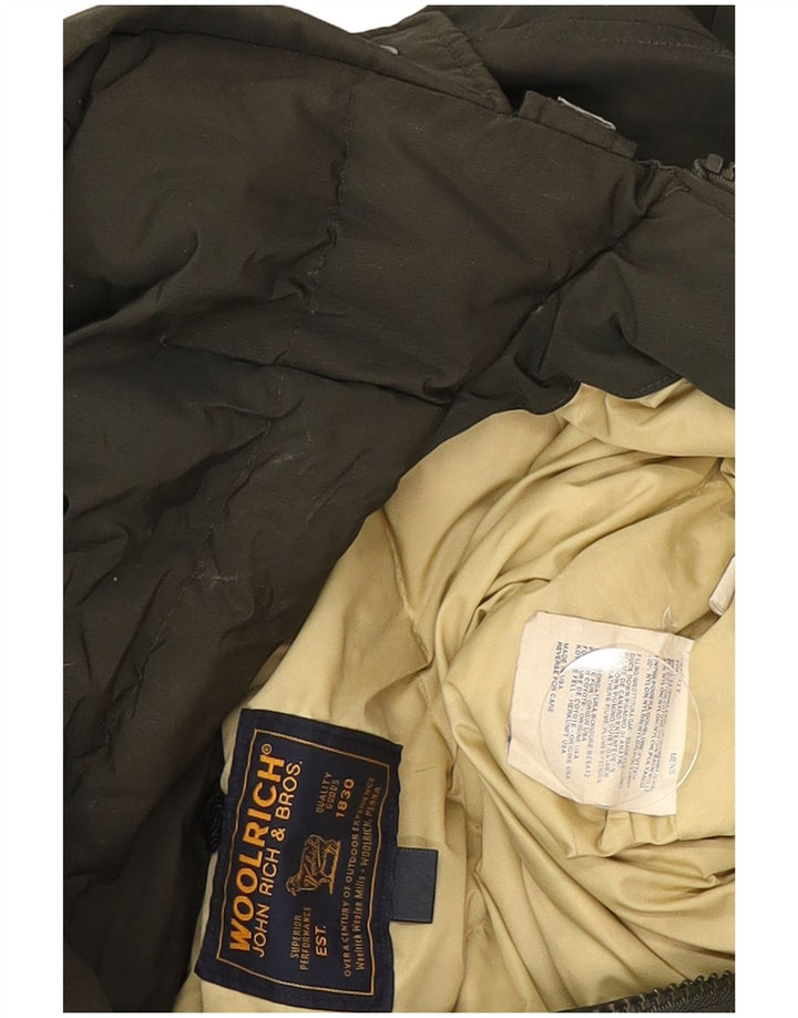 Woolrich Mens Hooded Padded Jacket UK 40 Large Khaki Cotton